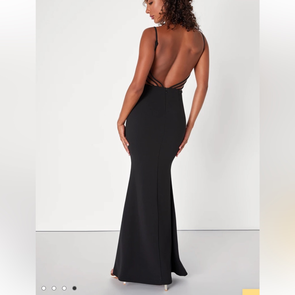 Lulu’s Black Strappy Backless Mermaid Maxi